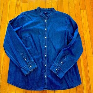 J. Crew Demin Button Down with Scalloped Neck